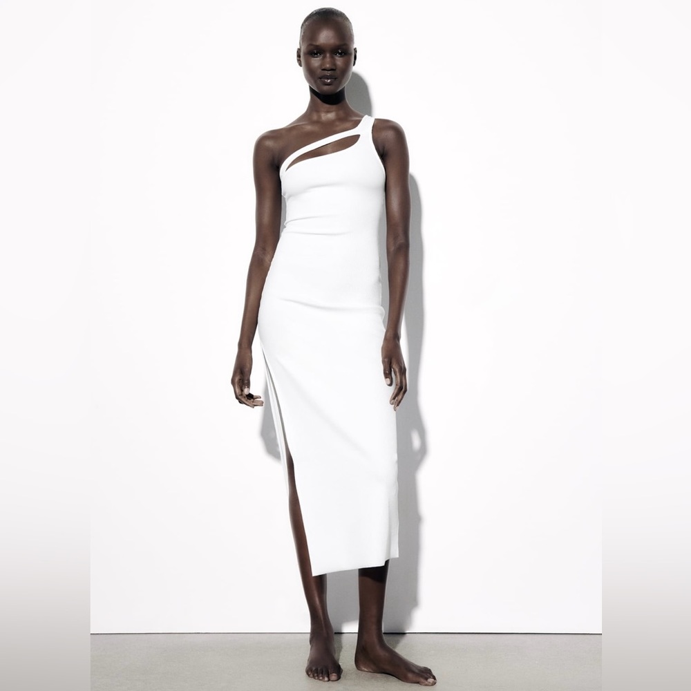 NWT Zara long white rib dress